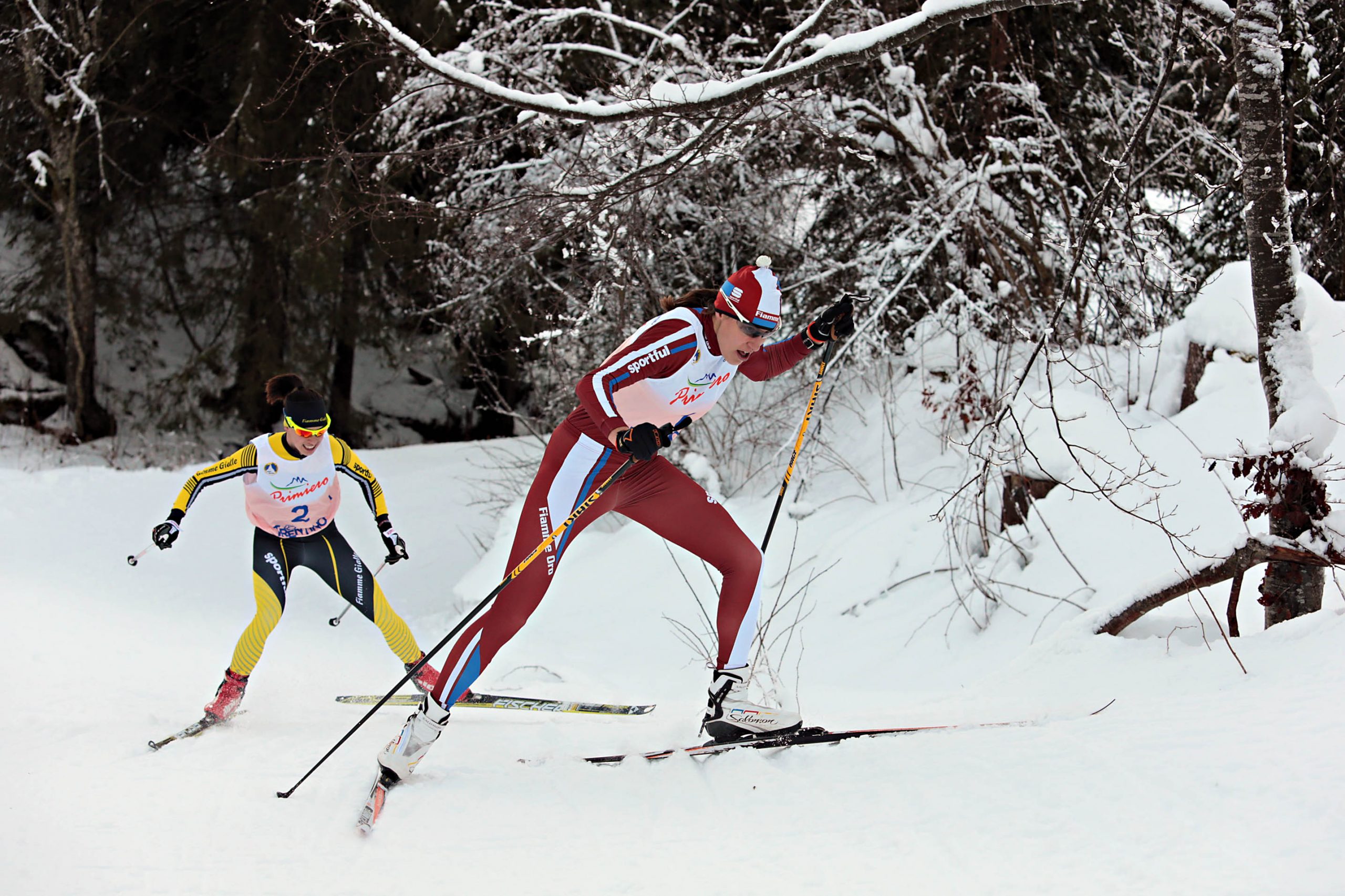Sara Pellegrini e Francesca Baudin, impegnate nella Ski Sprint Primiero Energia. 