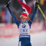 Una trionfante Veronika Vitkova oggi a Ruhpolding (GER)