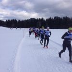 Atleti impegnati nella frazione di corsa del Winter Triathlon Tarvisio.