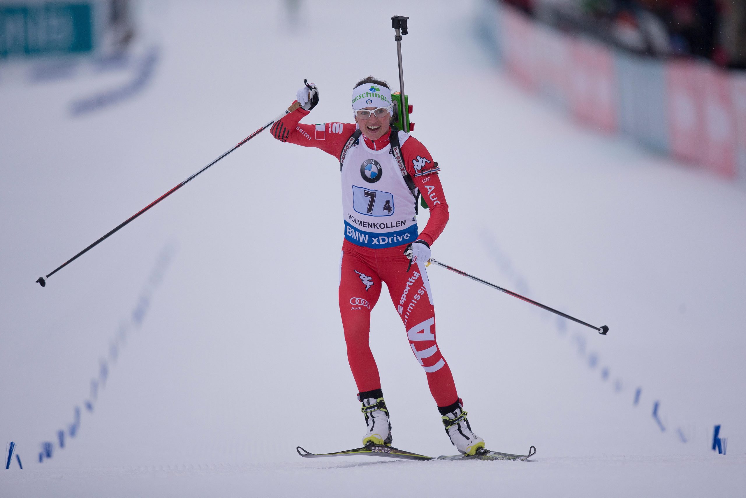 Una trionfante Oberhofer nella staffetta di Biathlon ad Oslo (NOR). (Photo: NordicFocus)