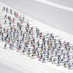 Engadin Skimarathon: Flugaufnahme von der Marathon-Schlange